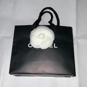 Chanel Black Small Gift bag with Organza Camellia flower